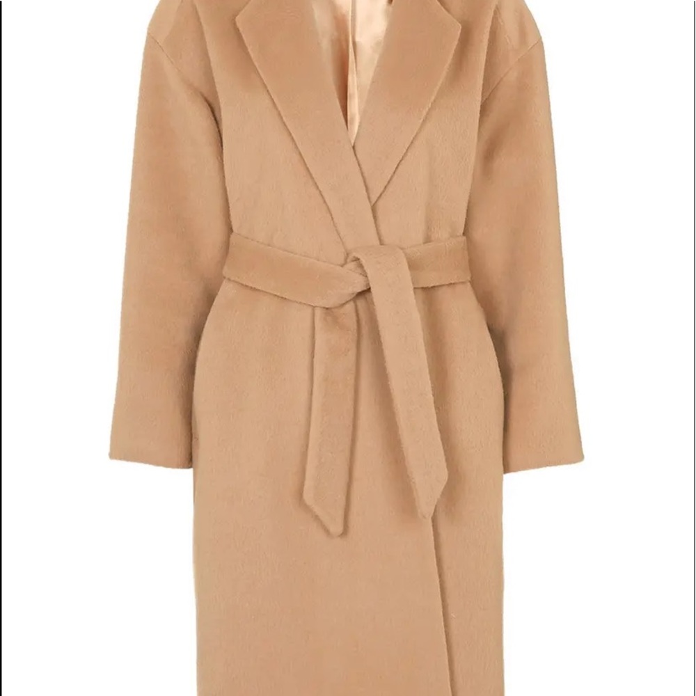 Topshop long belted camel coat size 2 small